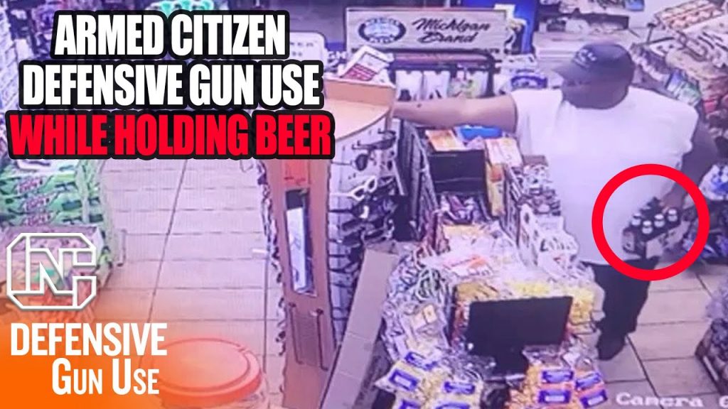 Armed Citizen Holding 6-Pack Of Beer Shoots Gas Station Robber